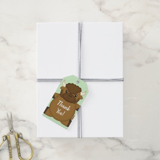 Bison Buffalo Baby Dusche Geschenkanhänger (Mit Garn)