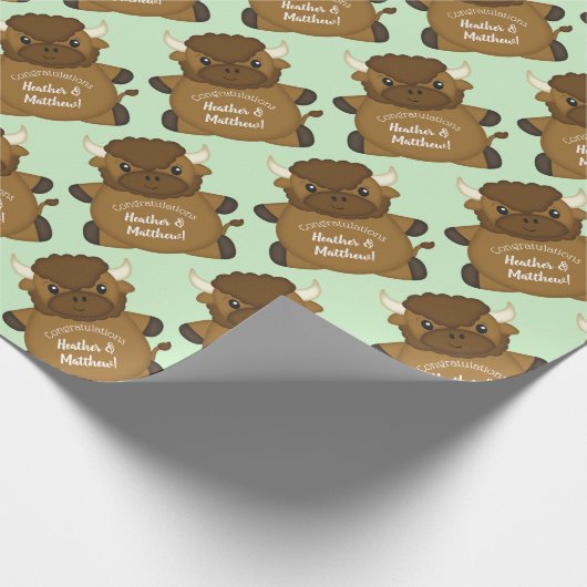 Bison Buffalo Baby Dusche Geschenkpapier (Ecke)