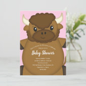 Bison Buffalo Baby Dusche Rosa Einladung (Stehend Vorderseite)
