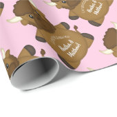 Bison Buffalo Baby Dusche Rosa Geschenkpapier (Rolleneckpunkt)