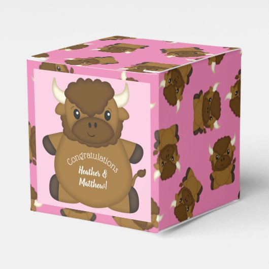 Bison Buffalo Baby Dusche Rosa Geschenkschachtel (Vorderseite)