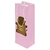Bison Buffalo Baby Dusche Rosa Geschenktüte Für Weinflaschen (Rückseite Schrägansicht)