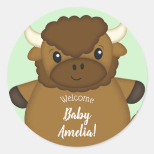 Bison Buffalo Baby Dusche Runder Aufkleber