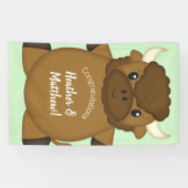 Bison Buffalo Baby Shower Green Banner (Horizontal)