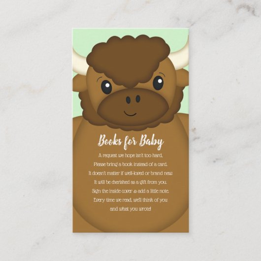 Bison Buffalo Baby Shower Green Begleitkarte (Vorderseite)