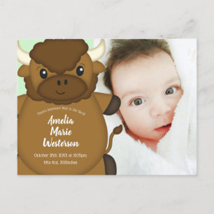 Bison Buffalo Baby Shower Green Postkarte