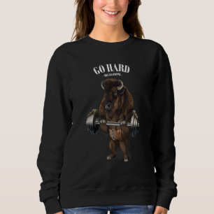 Bison Buffalo Bull Weightfting in Fitness Fitnesss Sweatshirt