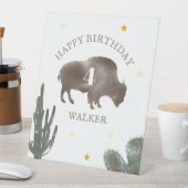 Bison Buffalo Desert Cactus Ranch Western Geburtst Sockelschild (In Situ)