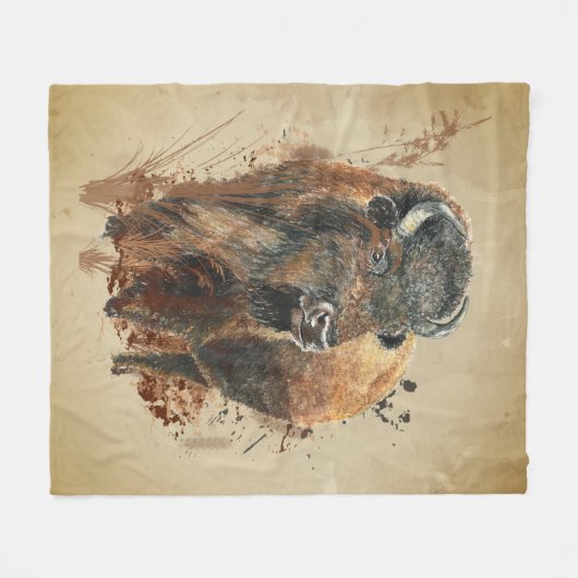 Bison Buffalo Fleecedecke (Vorderseite (Horizontal))