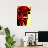 Bison Buffalo Head American Artwork Poster (Heimbüro)