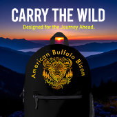 Bison Buffalo Illustration in einer Landschaftlich Bedruckter Rucksack