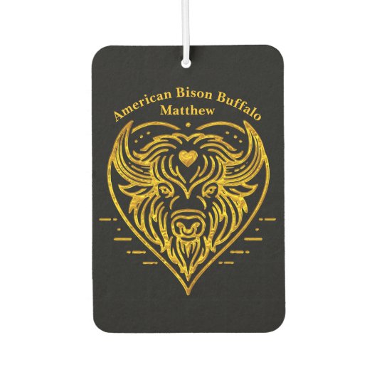 Bison Buffalo Illustration in Herzform Design Autolufterfrischer (Vorderseite)