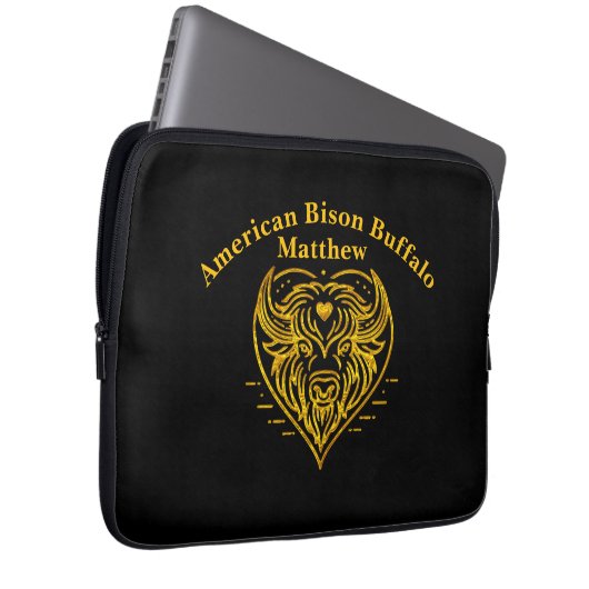 Bison Buffalo Illustration in Herzform Design Laptopschutzhülle (Vorne Rechts)