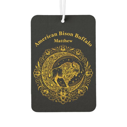 Bison Buffalo im komplexen Muster eines Blumendesi Autolufterfrischer (Rückseite)