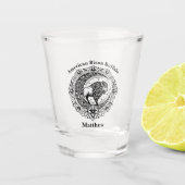 Bison Buffalo im komplexen Muster eines Blumendesi Schnapsglas (Vorderseite)