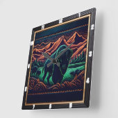 Bison Buffalo Neon Bison Quadratische Wanduhr (Winkel)