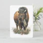 Bison Buffalo Party Einladen, sich anzupassen Einladung (Stehend Vorderseite)