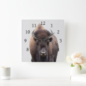 Bison Buffalo Photo 135 Quadratische Wanduhr (Zuhause)