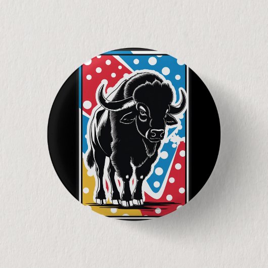 Bison - Buffalo Pop Art Button (Vorderseite)