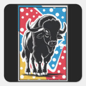 Bison - Buffalo Pop Art Quadratischer Aufkleber (Vorderseite)