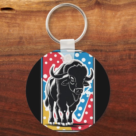 Bison - Buffalo Pop Art Schlüsselanhänger (Rückseite)
