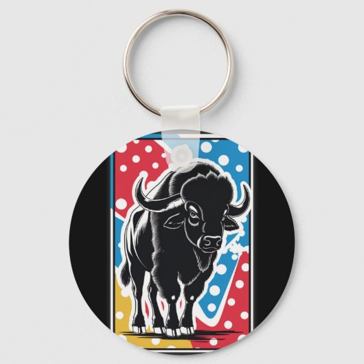 Bison - Buffalo Pop Art Schlüsselanhänger (Rückseite)