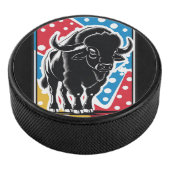 Bison - Buffalo Pop Art Vintag Retro Eishockey Puck (3/4)