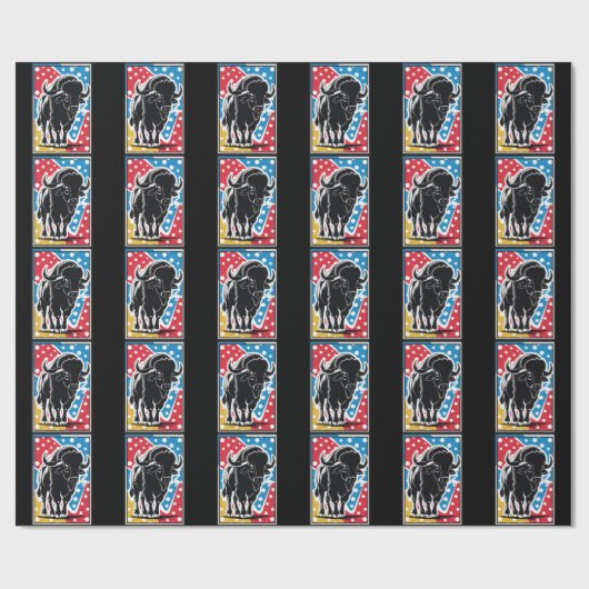 Bison - Buffalo Pop Art Vintag Retro Geschenkpapier (Flach)