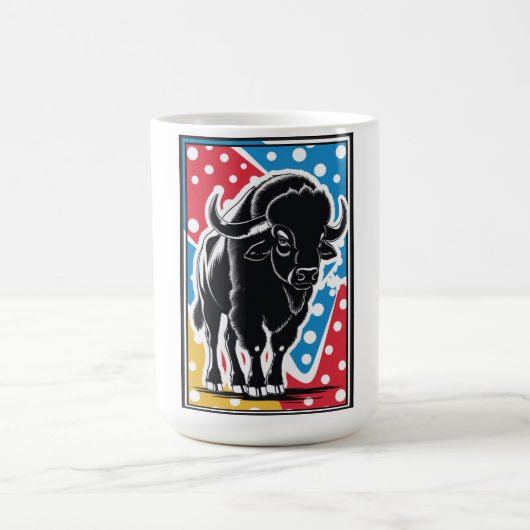 Bison - Buffalo Pop Art Vintag Retro Kaffeetasse (Mittel)