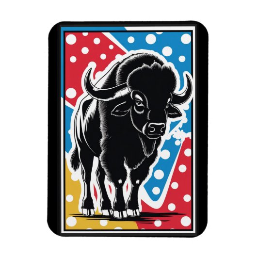 Bison - Buffalo Pop Art Vintag Retro Magnet (Vertikal)