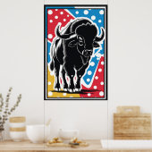 Bison - Buffalo Pop Art Vintag Retro Poster (Küche)