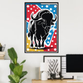 Bison - Buffalo Pop Art Vintag Retro Poster (Heimbüro)