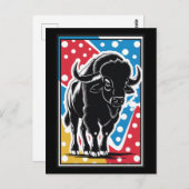 Bison - Buffalo Pop Art Vintag Retro Postkarte (Vorne/Hinten)