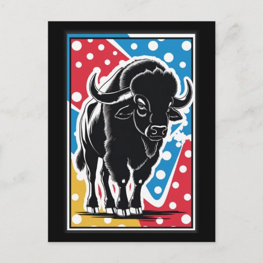 Bison - Buffalo Pop Art Vintag Retro Postkarte (Vorderseite)