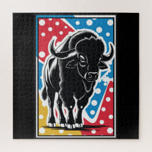 Bison - Buffalo Pop Art Vintag Retro Puzzle