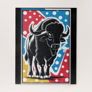 Bison - Buffalo Pop Art Vintag Retro Puzzle
