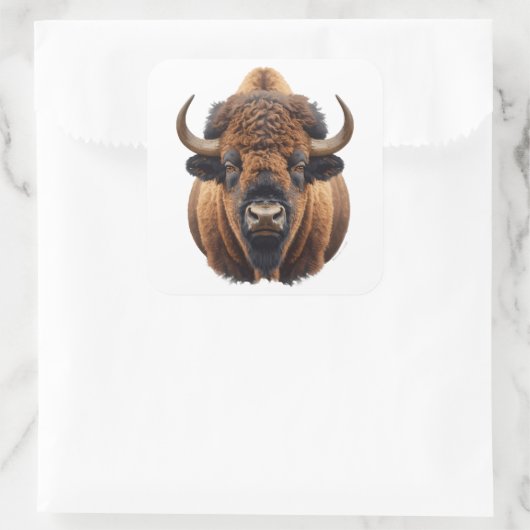 Bison / Buffalo Quadratischer Aufkleber (Tasche)