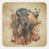 Bison Buffalo Quadratischer Aufkleber (Vorderseite)