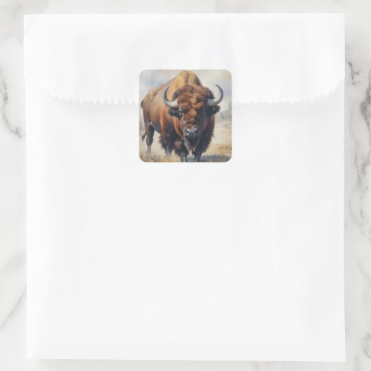 Bison/Buffalo Quadratischer Aufkleber (Tasche)