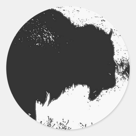 Bison - Buffalo Runder Aufkleber (Vorderseite)