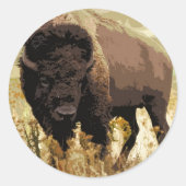 Bison/Buffalo Runder Aufkleber (Vorderseite)