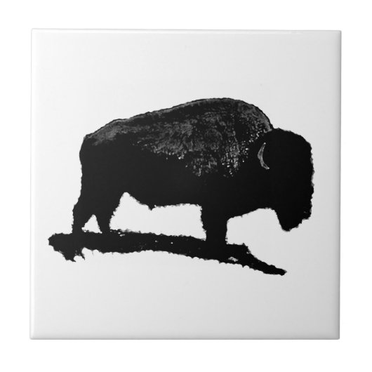 Bison Buffalo Silhouette Tile Fliese (Vorderseite)