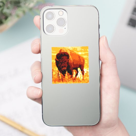 Bison/Buffalo-Square-Aufkleber Aufkleber (Telefon)
