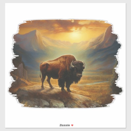 Bison Buffalo Sunset View Aufkleber (Blatt)