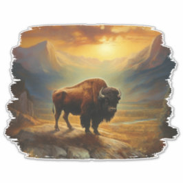 Bison Buffalo Sunset View Aufkleber