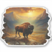 Bison Buffalo Sunset View Aufkleber (Vorderseite)