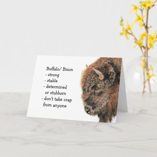 Bison Buffalo Totem, Animal Guide Funny Birthday Karte (Gelbe Blume)