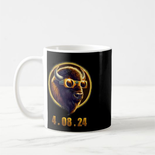 Bison Buffalo Wearing Gles Solar 2024 Eclipse Kaffeetasse (Links)