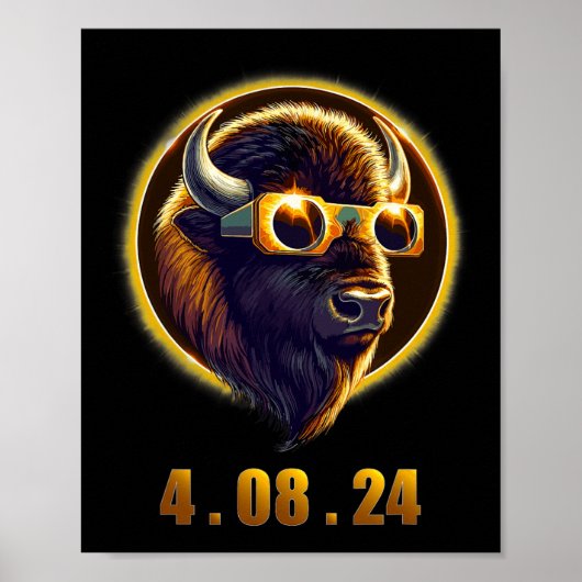 Bison Buffalo Wearing Gles Solar 2024 Eclipse Poster (Vorne)