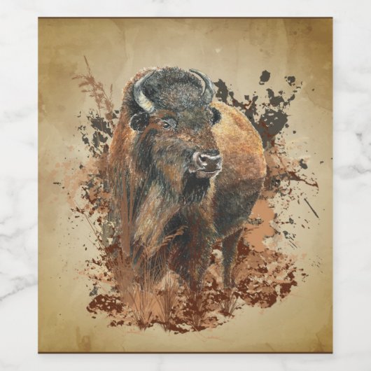 Bison Buffalo Weinetikett (Einzelnes Label)